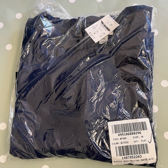J. Crew Factory Ruffleneck suit dress BF465 Navy - Picture 10 of 10